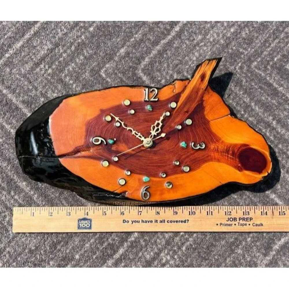 Cedar Lacquered Natural Wood Wall Clock Bird Shaped Analog WORKING 15